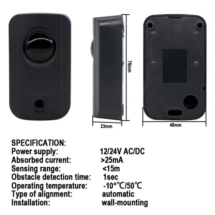 Nouveau capteur de détecteur infrarouge de sécurité pour porte automatisée/balançoire/coulissante/porte de