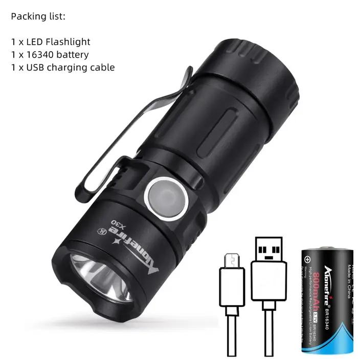 X30 5W LED portable Mini lampe de poche LED aimant Usb Rechargeable en plein air enfant dame sac à dos