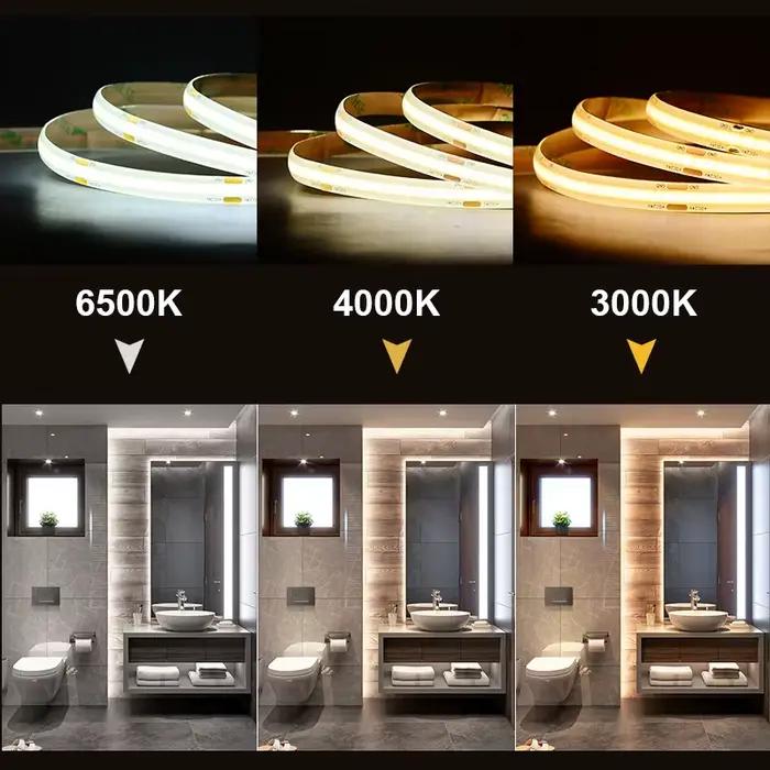 Bande lumineuse LED COB étanche IP65, haute densité, 480 LED/m, ruban Flexible RA90 3000K 4000K 6500