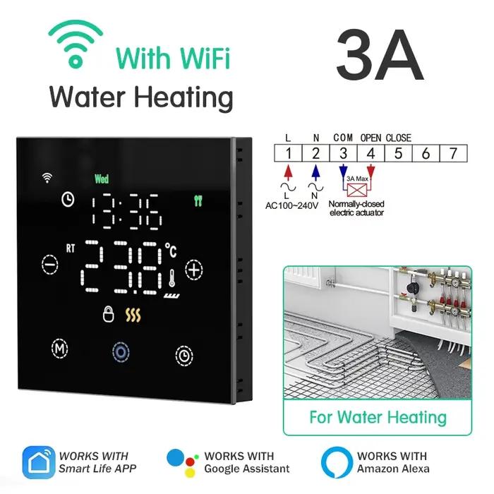 Smart Thermostat Tuya WiFi Compatible avec Alexa Google Yandex Design Ergonomique Contrôle Intuitif Température Maison Chauffage Sol Chaudière Gaz Occasions Spéciales Propriétaires Locataires