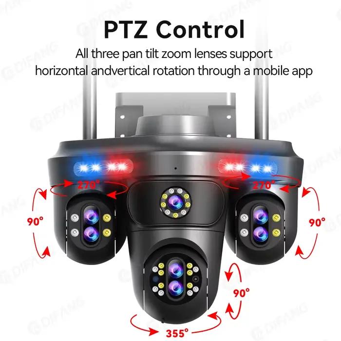 DIFANG 35MP WiFi caméra IP 4 écrans 7 lentilles 10X Zoom extérieur sans fil PTZ