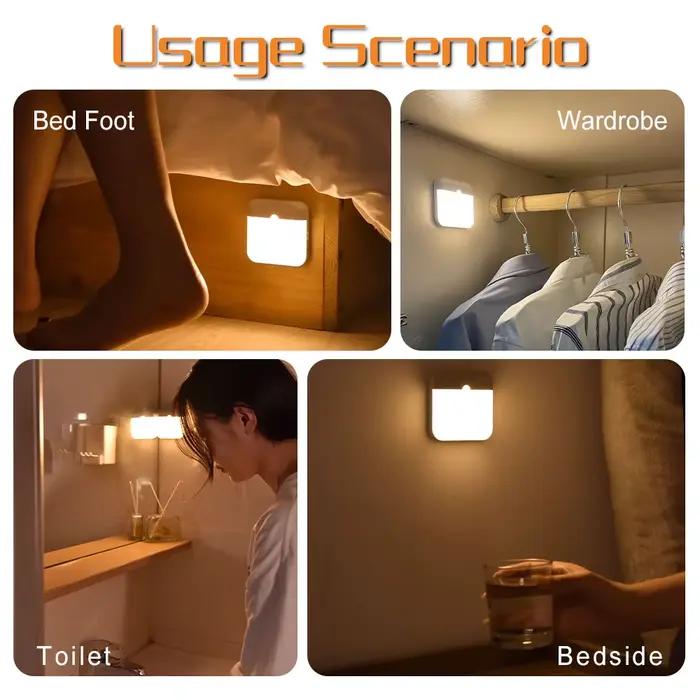 Lumière de capteur de mouvement Led USB TYPE-C charge lampe carrée pour chambre cuisine escalier cou