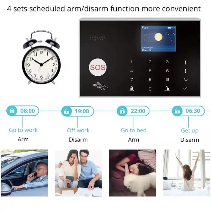 Système d'alarme WiFi GSM avec écran couleur TFT pour sécurité résidentielle et commerciale, compatible avec Alexa et Google Assistant