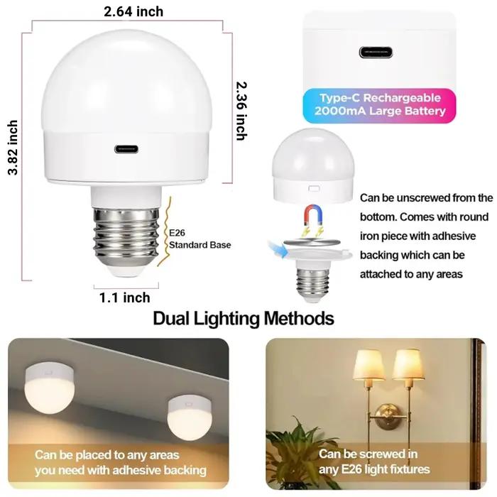 Ampoules LED Rechargeables à Piles avec Télécommande et Minuterie pour Salon et Autres Pièces Occasions Spéciales