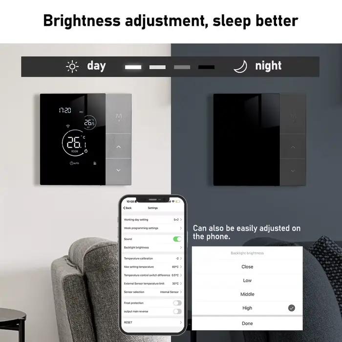 Thermostat intelligent WiFi beok pour contrôle de chauffage électrique, à eau ou à gaz, avec programmation hebdomadaire, contrôle vocal et écran LCD pour maison intelligente occasions spéciales