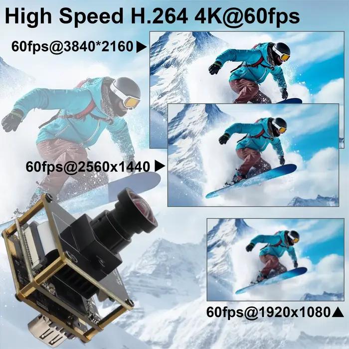 Module de caméra ELP 4K haute vitesse 60fps 3840x2160 grand Angle sans Diteur