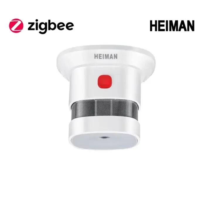 Détecteur de fumée HEIMAN Zigbee pour sécurité future de maison intelligente avec auto-test et alarme sonore puissante pour protection constante