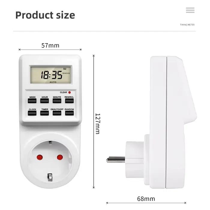 Prise de minuterie numérique TM03, minuterie de cuisine électronique, Cycle de 12/24 heures, minuterie Programmable, réglage de l'heure