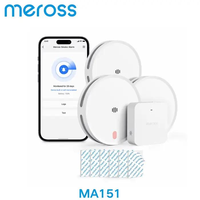 Détecteur de Fumée Intelligent Meross MA151 avec Batterie 10 Ans et Compatibilité Alexa Google Assistant SmartThings Sécurité Foyer Occasions Spéciales
