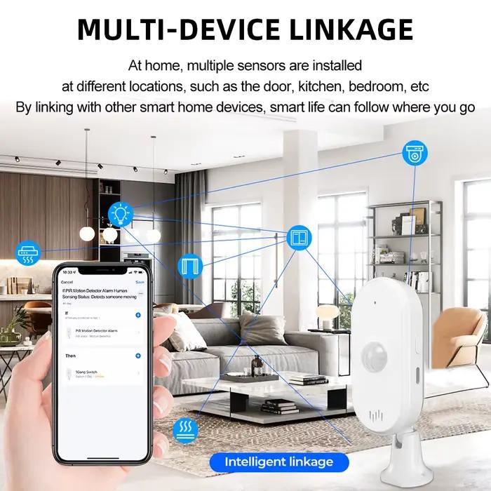 Détecteur de mouvement PIR Tuya WiFi Smart Home Sécurité Protection Intérieure Extérieure Occasions Spéciales Blanc Bleu Clair
