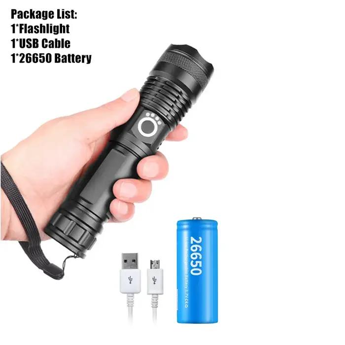USB puissant xhp70.2 lampe de poche torche Super lumineux Rechargeable Zoom LED
