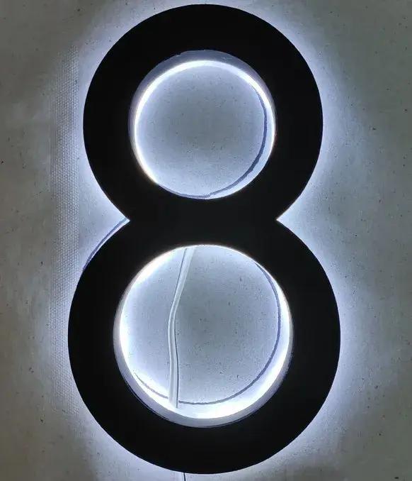 Plaque de porte en acier inoxydable éclairée par LED