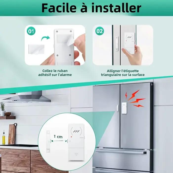 ELECTOP Alarme de porte de réfrigérateur Capteur de sécurité magnétique Alarmes d'ouverture de Windows Retardement de