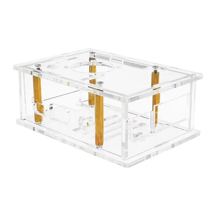 Boitier en acrylique transparent pour Orange Pi 4 Pro avec options de refroidissement ventilateur et dissipateur thermique pour bureau moderne et élégant occasions spéciales