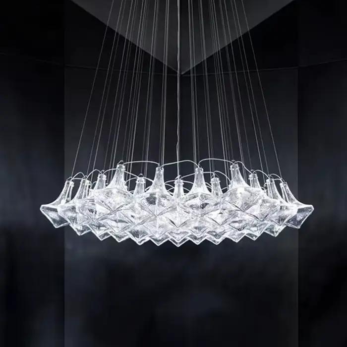 Lustre moderne Steadlong en pierre de verre, suspension en verre fait à la main, idéal pour salon, salle à manger, chambre à coucher, occasions spéciales