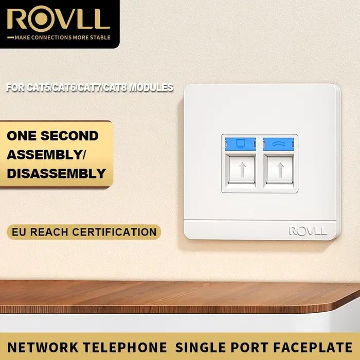 Plaque murale ROVLL RJ45 RJ11 1/2 ports pour connecteur Keystone CAT6 CAT5e CAT5 Ethernet (prise non incluse)