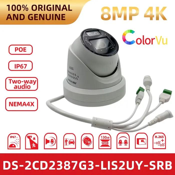 Caméra IP Hikvision DS-2CD2387G3-LIS2UY 8MP 4K ColorVu, lumière hybride intelligente, audio bidirect