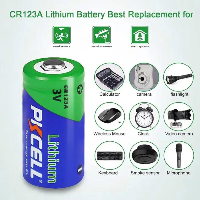 20 piles au lithium CR123A 3V non rechargeables pour alarme de porte et de fenêtre électronique AED