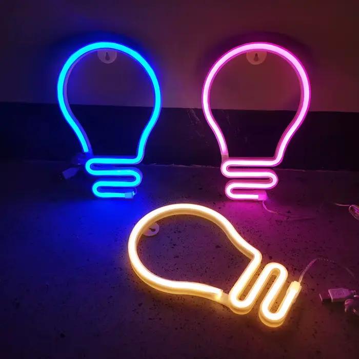 Ampoule LED enseigne au néon USB/alimentée par batterie lumière LED pour chambre décoration cadeau veilleuse