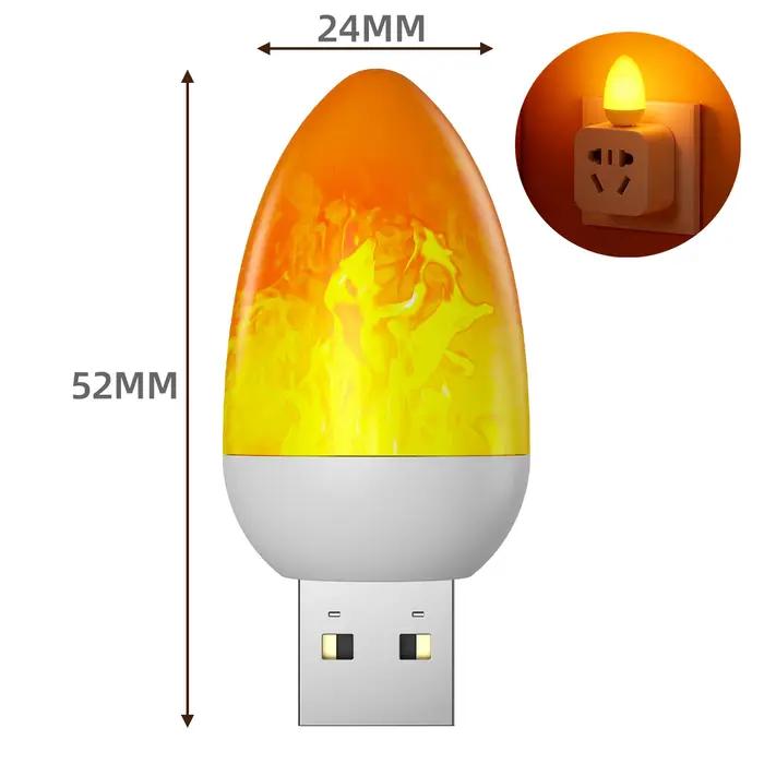 LED flamme flamme bougie lumières USB dynamique flamme Flash atmosphère lumière Portable livre lampe Camping éclairage chambre décoration