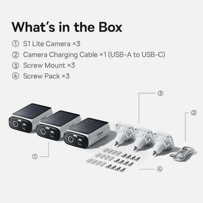 Baseus Security S1 Lite Caméra de sécurité solaire