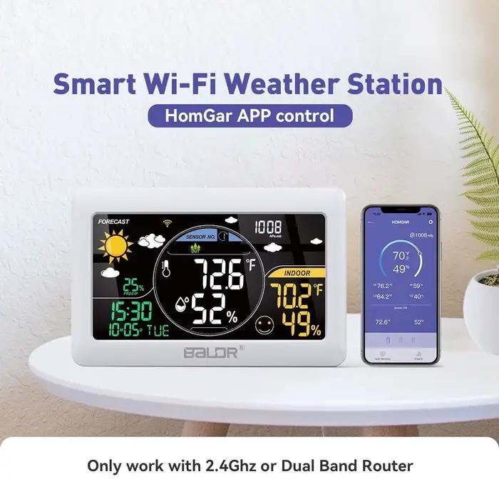 BALDR Station Météo WiFi multifonctionnelle avec prévisions météorologiques en temps réel pour la maison et le jardin occasions spéciales à offrir