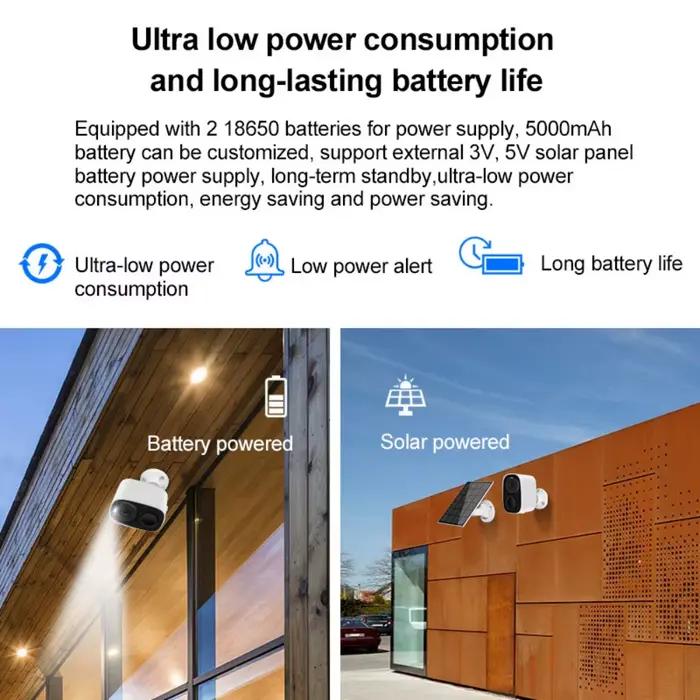 Caméra de sécurité WiFi sans fil extérieure 2K 5MP