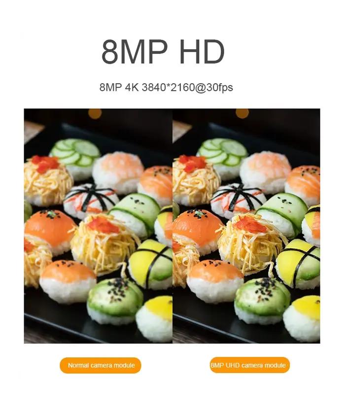 Module de caméra USB 4K 8MP IMX317 CMOS à mise au point fixe FF 100 ° Webcam UVC de reconnaissance faciale à détection