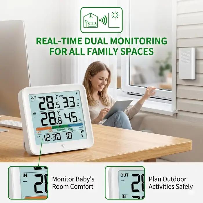 Thermomètre hygromètre numérique avec télécommande