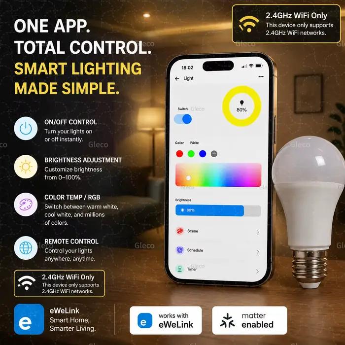 Ampoule intelligente Wifi Ewelink Matter E27