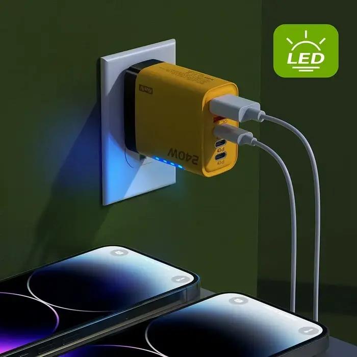 Chargeur USB C GaN 240W rapide et sécurisé pour iPhone Samsung Xiaomi compatibles UE/US Occasions quotidiennes et voyages