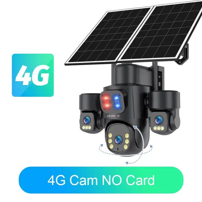 LS VISION 7/24 enregistrement caméra de Surveillance extérieure alimenté par batterie 4G 15MP AOV 3 objectifs 12X Zoom caméras de sécurité à domicile Ai Tack