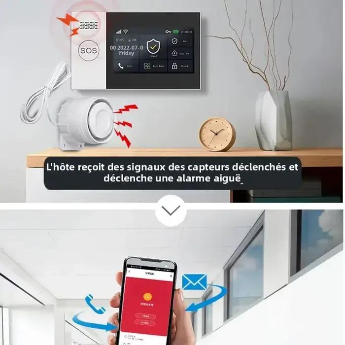 Kit d'alarme PGST 4G Tuya nouveau système de sécurité domestique sans fil 107 avec détecteur de mouvement sirène WiFi GSM alarme antivol Alexa et Google