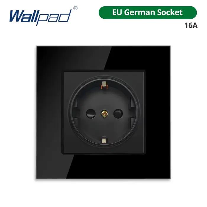 Wallpad – interrupteur mural avec prise ue, indicateur LED, prise USB, panneau en verre trempé crist