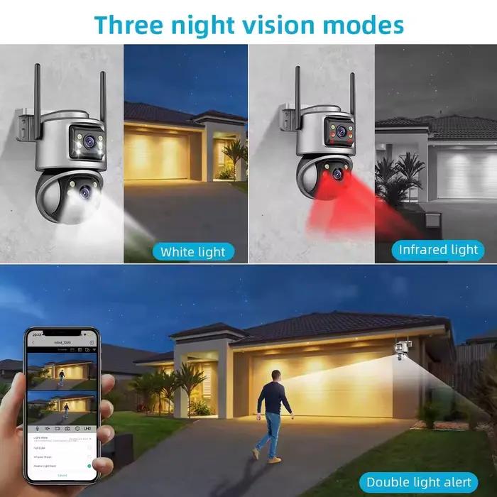 Caméra WiFi 8MP 4K Extérieure Ultra HD Double Objectif