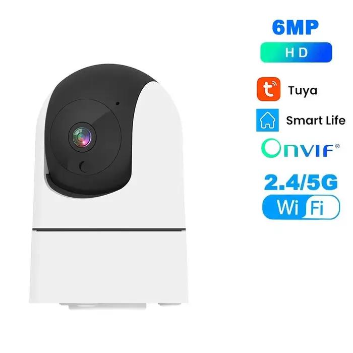 Caméra de surveillance intérieure Tuya 6MP avec suivi automatique, vision nocturne infrarouge, détection de mouvement PIR, deux voies audio, support WiFi 5G, ONVIF, partage de dispositifs, surveillance bébé et maison, occasions spéciales et protection domestique