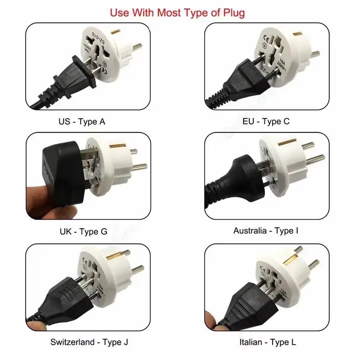 Adaptateur de prise ue 16A 250V, convertisseur d'adaptateur de voyage ue, 2 prises rondes universell