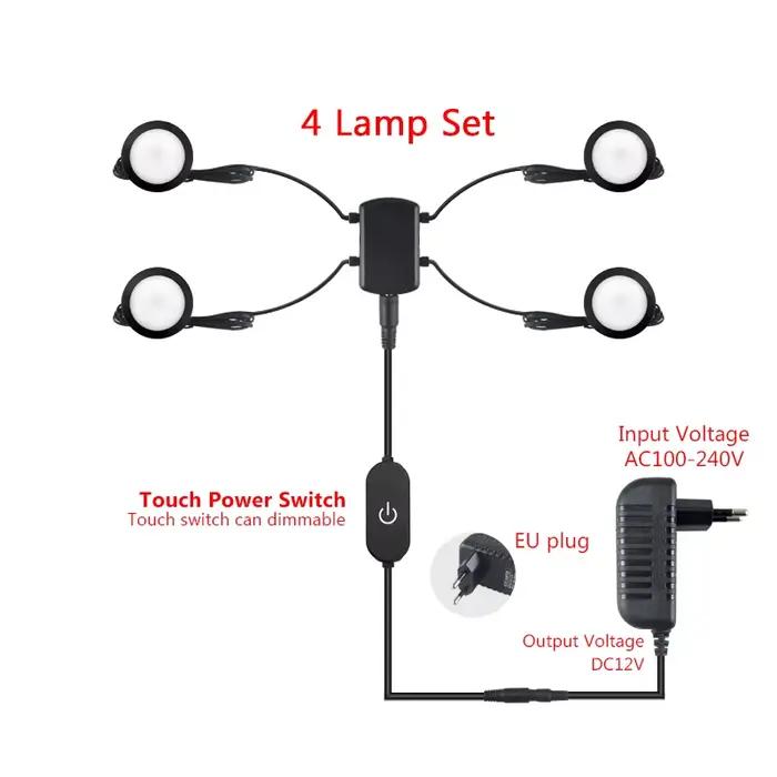 LED sous armoire lampe DC12V 3W 5W noir rond garde-robe éclairage placard lumières éclairage intérie
