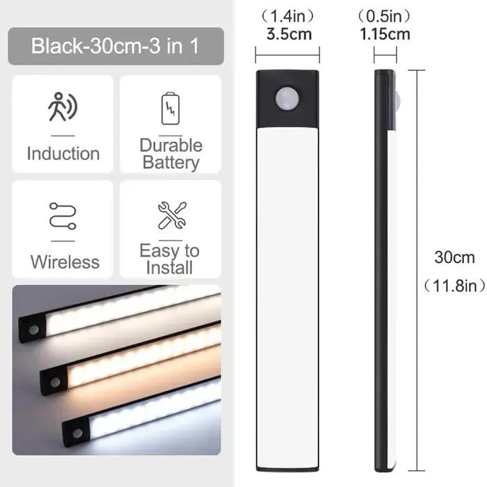 Sous-meuble lumières LED capteur de mouvement veilleuse USB Rechargeable lampes à intensité variable pour armoires de cuisine chambre armoire éclairage