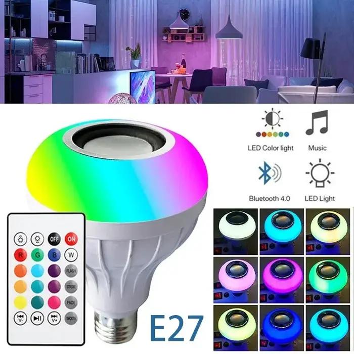 12W E27 RGB coloré musique télécommande LED ampoule Led lumières intelligentes Bluetooth