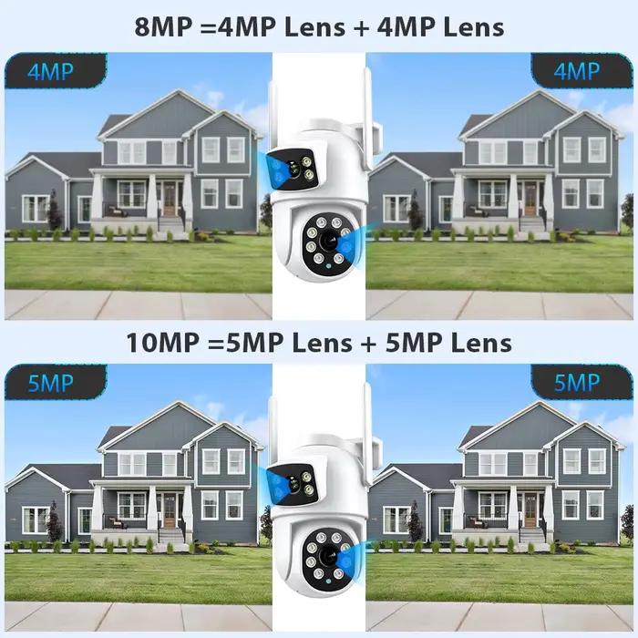 Caméra de surveillance extérieure PTZ IP WiFi 4K 8MP/4K avec double objectif et détection humaine pour sécurité résistante aux intempéries occasions spéciales