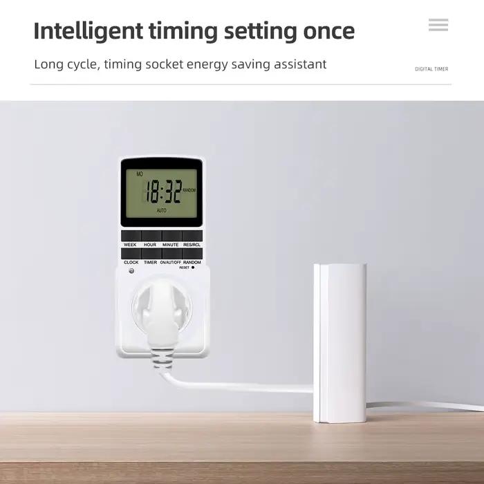 Minuterie numérique électronique cyclique 24 heures pour cuisine prise enfichable programmable prise synchronisation 10 groupes de paramètres pour UE UK AU US BR