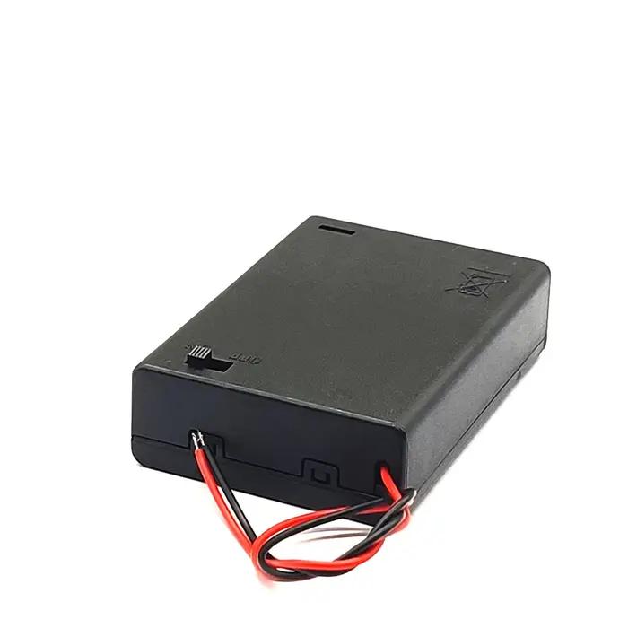 Boîte de stockage de batteries pour piles AA 1/2/3/4 avec interrupteur et couvercle à vis pour rangement pratique et alimentation stable usage quotidien et cadeau idéal