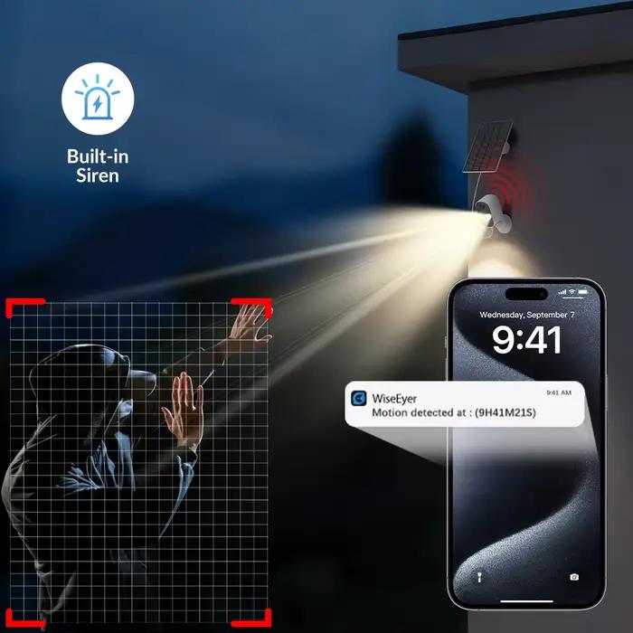 Caméra de sécurité solaire XVIM 1080P sans fil WiFi 2K