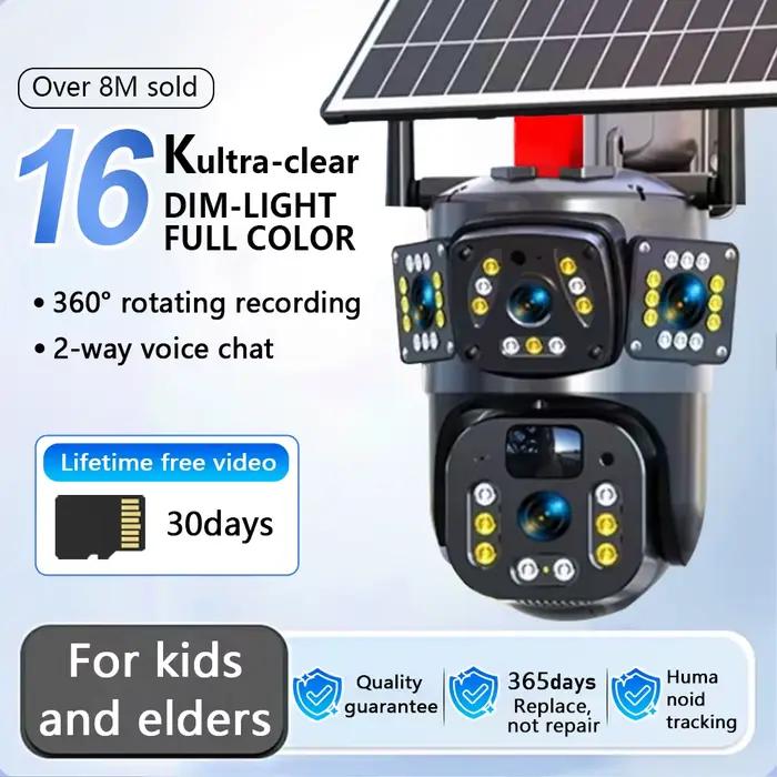Caméra solaire wifi V360PRO trois yeux et deux images