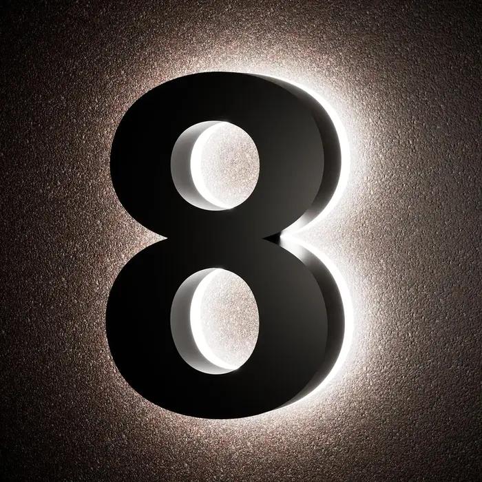 Plaques de porte en acier inoxydable laqué numéros de maison personnalisables rétroéclairées résistantes aux intempéries pour façade moderne et élégante occasions spéciales