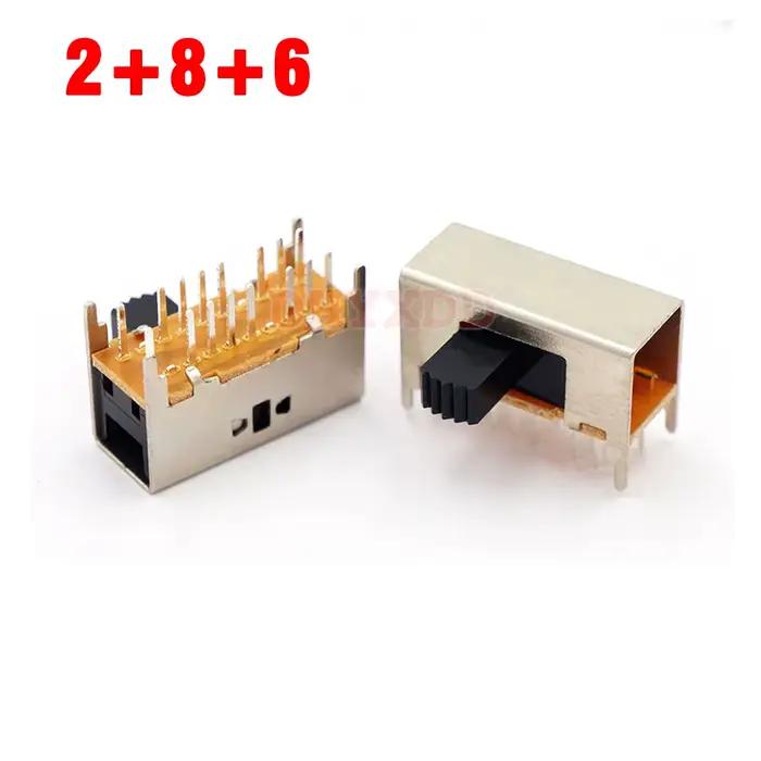 1 pièces 16 broches 3 positions 4P3T panneau PCB montage interrupteur coulissant horizontal SK-43D03