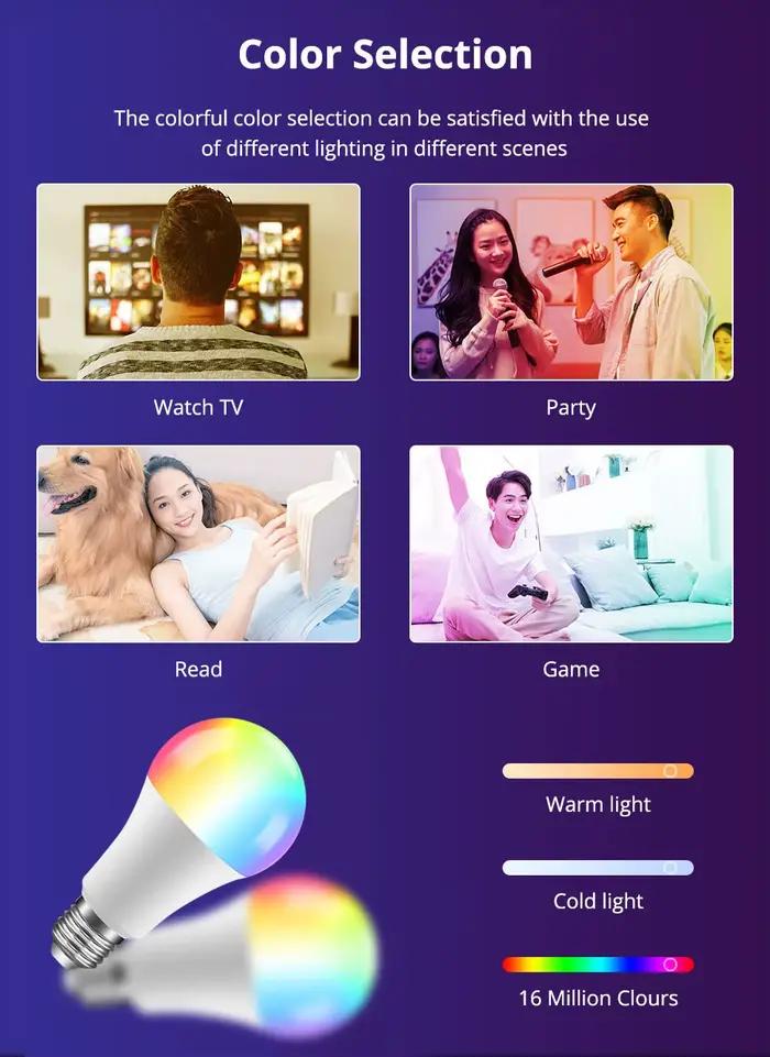Matter Apple Homekit WiFI Smart RGB + ampoule blanche SmartThings APP contrôle prise en charge Siri Google Home Alexa Assistant vocal