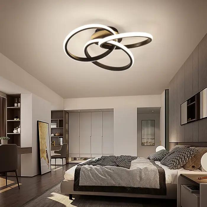 Plafond moderne à LEDs lampe noir 3 cercle éclairage intérieur salon couloirs couloirs balcons burea