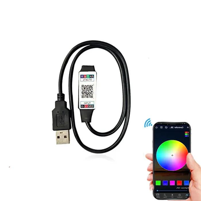 DC 5V USB LED bande lumineuse RGB contrôleur couleur unique IR Bluetooth télécommande RF